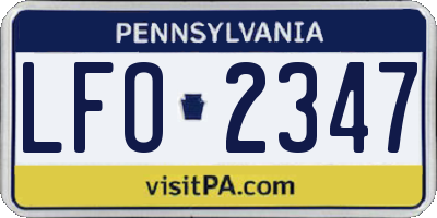 PA license plate LFO2347