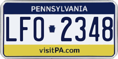 PA license plate LFO2348