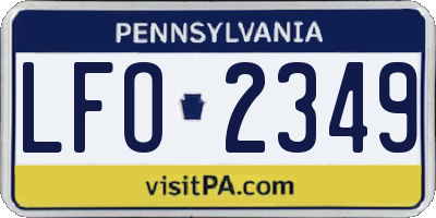 PA license plate LFO2349