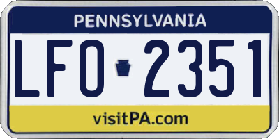 PA license plate LFO2351