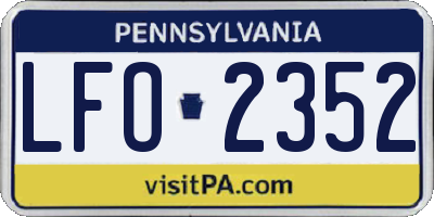 PA license plate LFO2352