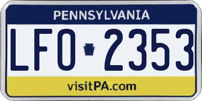 PA license plate LFO2353