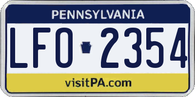 PA license plate LFO2354