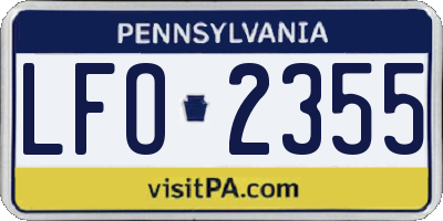 PA license plate LFO2355