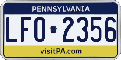 PA license plate LFO2356
