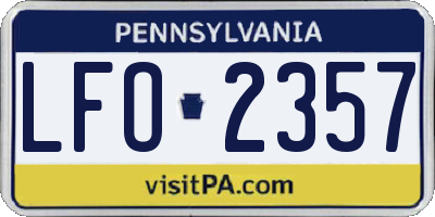 PA license plate LFO2357