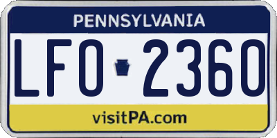 PA license plate LFO2360
