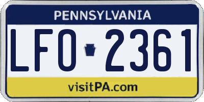 PA license plate LFO2361