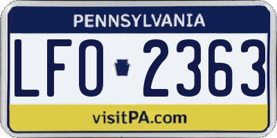 PA license plate LFO2363