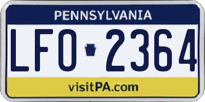 PA license plate LFO2364