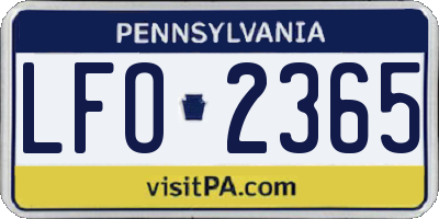 PA license plate LFO2365