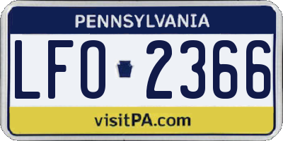 PA license plate LFO2366