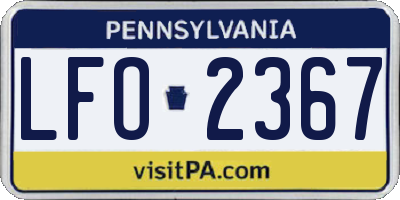 PA license plate LFO2367