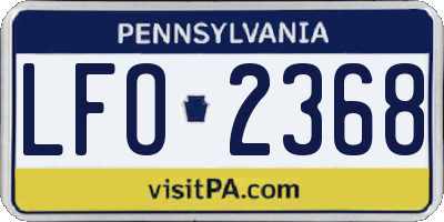 PA license plate LFO2368