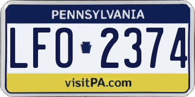 PA license plate LFO2374