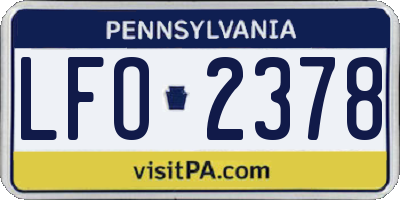 PA license plate LFO2378