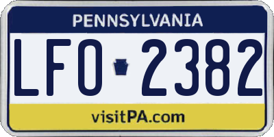 PA license plate LFO2382