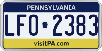 PA license plate LFO2383
