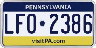 PA license plate LFO2386