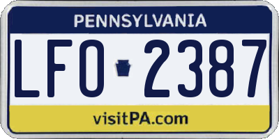 PA license plate LFO2387