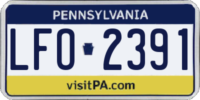 PA license plate LFO2391