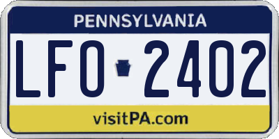 PA license plate LFO2402