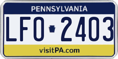 PA license plate LFO2403