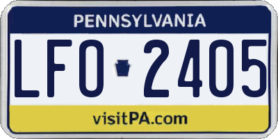 PA license plate LFO2405
