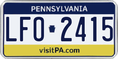 PA license plate LFO2415