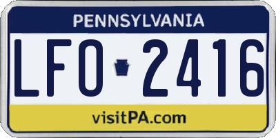 PA license plate LFO2416