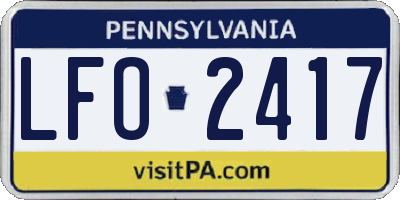 PA license plate LFO2417