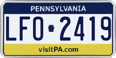 PA license plate LFO2419