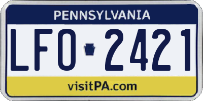 PA license plate LFO2421