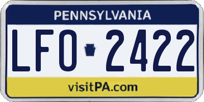 PA license plate LFO2422