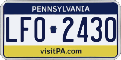 PA license plate LFO2430