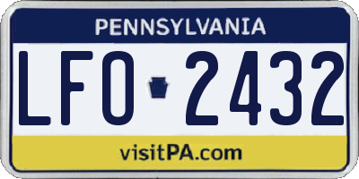 PA license plate LFO2432