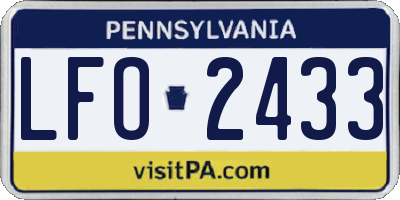 PA license plate LFO2433