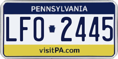 PA license plate LFO2445