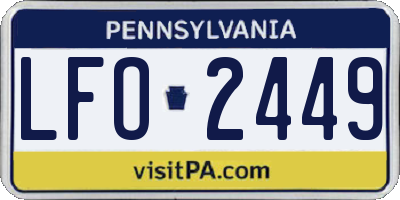 PA license plate LFO2449