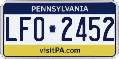 PA license plate LFO2452