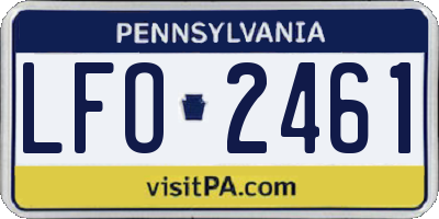 PA license plate LFO2461