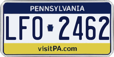 PA license plate LFO2462