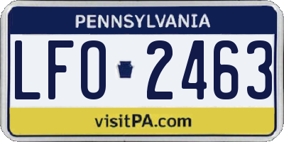 PA license plate LFO2463