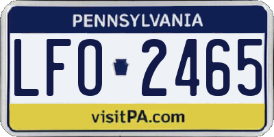 PA license plate LFO2465