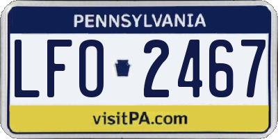 PA license plate LFO2467