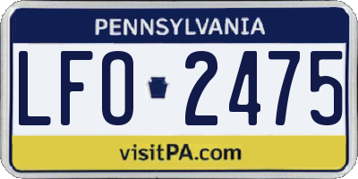PA license plate LFO2475