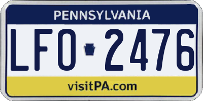 PA license plate LFO2476