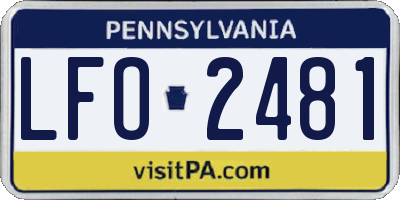 PA license plate LFO2481