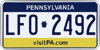 PA license plate LFO2492
