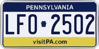 PA license plate LFO2502
